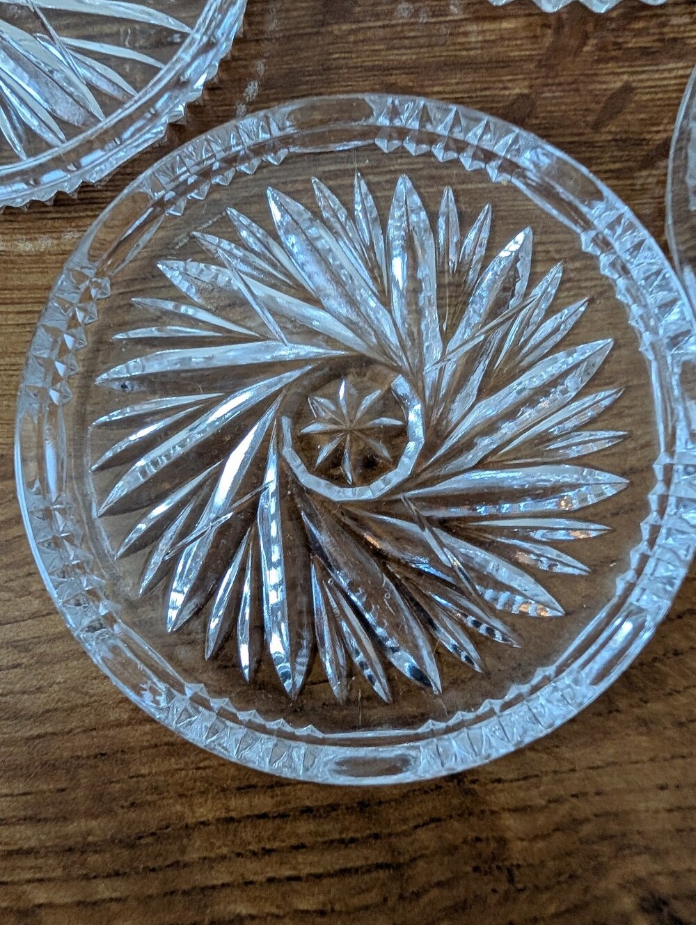 Cut Glass Coasters 8 TOTAL / 5 of One Design, 3 Another Design - Picture 5 of 12